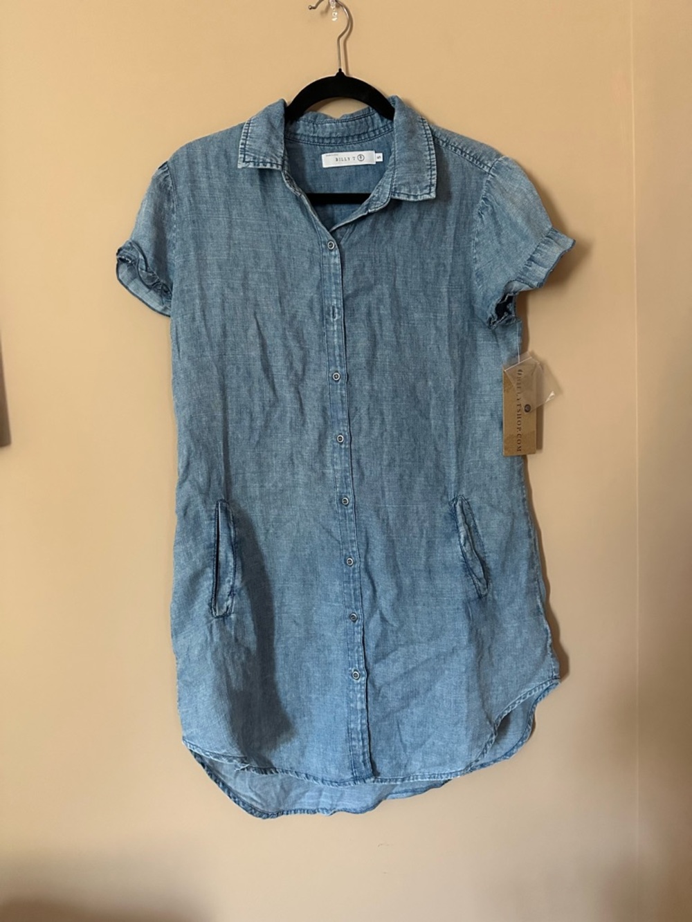 Light Wash Chambray Shirt Dress - Picture 1 of 5